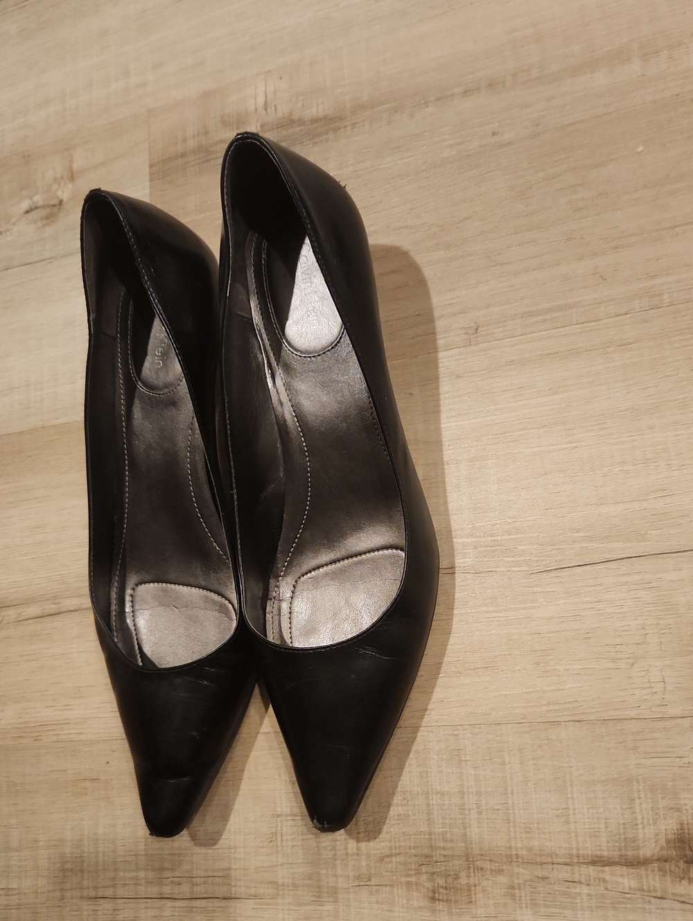 Calvin Klein Black Pointed Leather Pumps